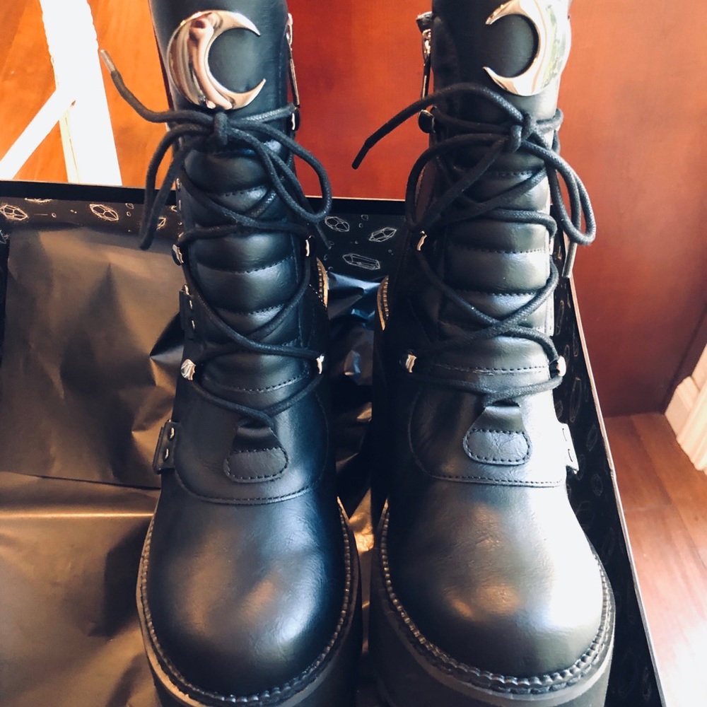 KILLSTAR Broom Rider Boots Punk Goth Platform Shoe - Picture 7 of 8